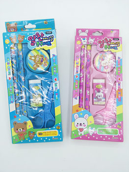 Creative stationery five-piece set cute cartoon bear rabbit stationery set children Primary School prize gift factory wholesale