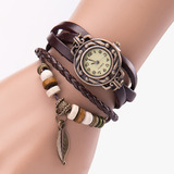 2018 модные ретро-часы leaf watch ручной работы из ретро-кожи, женские часы-браслет от производителя оптом