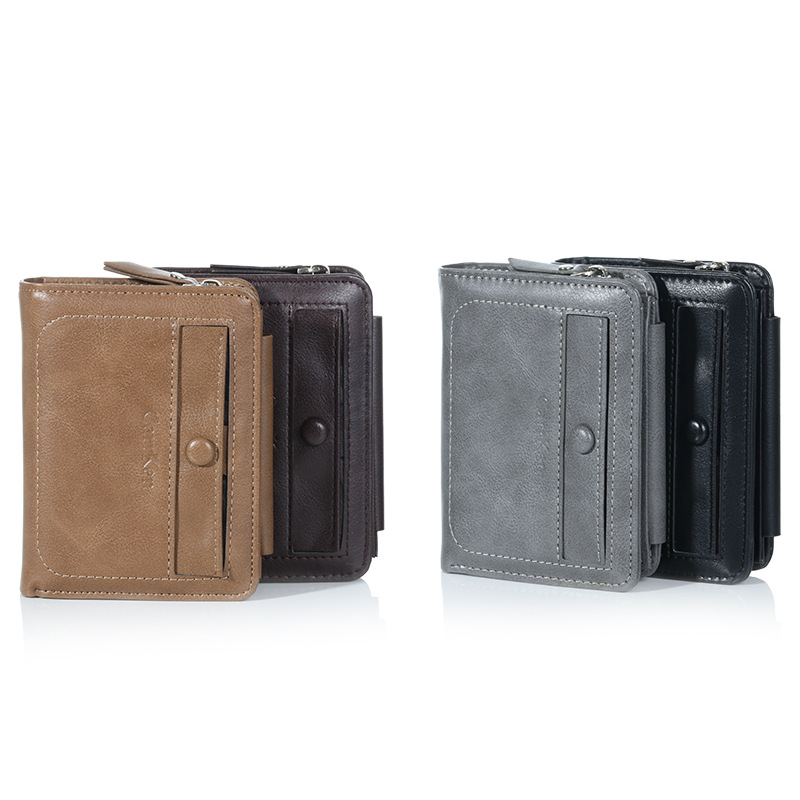 Retro men's short wallet Europe and the United States 30% discount leisure card bag multi-card zipper coin purse wholesale a generation of hair