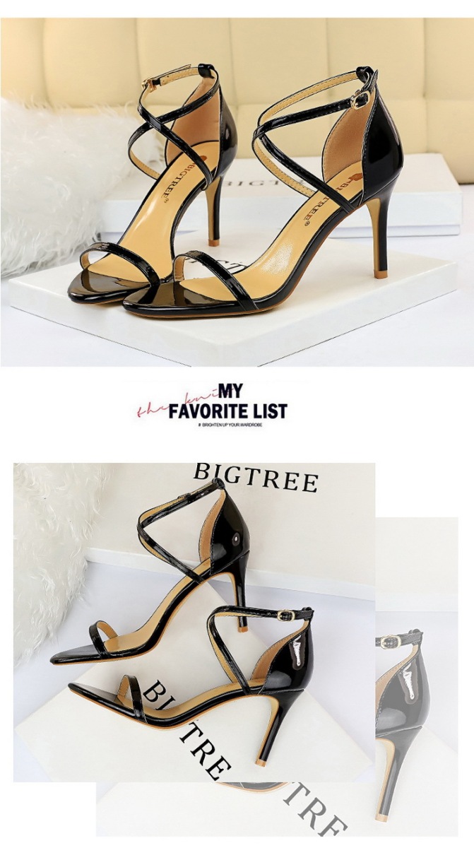 Giày sandal cao gót nữ mũi hở quai ngang kim loại phong cách quyến rũ — 126-8 Bạc 11CM, 126-8 Sâm panh 11CM, 126-8 đen 11CM, 126-8 Đồng 11CM