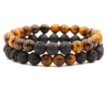 Factory Direct hot sale fashion New beaded couple's Tiger Eye Stone volcanic stone energy yoga bracelet
