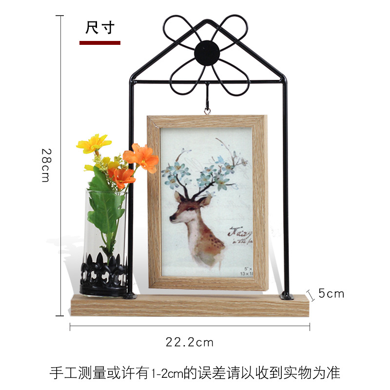 Wrought Iron Photo Frame Double-sided Windmill Shape Creative Simple 2 6-inch Photo Frame Plant Specimen Desktop Table