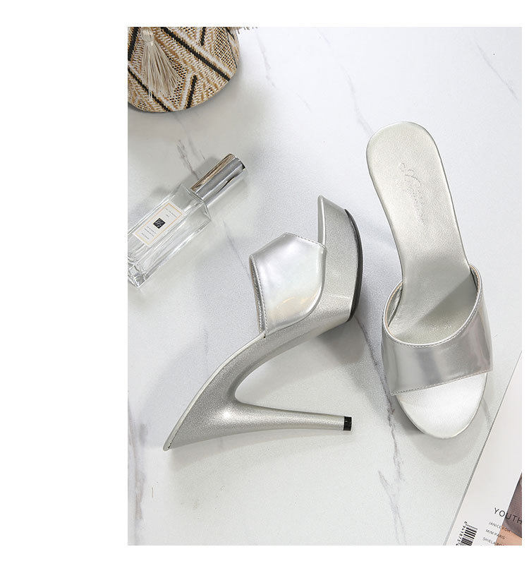 Dép Sục Nữ Da Bóng Quai Ngang Gót Nhọn Chiều Cao Đế Khoảng 13cm Màu Đen, Vàng, Bạc, Đỏ... chi tiết 44