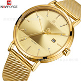 NAVIFORCE Lingxiang 3008 повседневные часы с сетчатым ремешком, модные простые водонепроницаемые кварцевые часы с календарем для пары, внешняя торговля