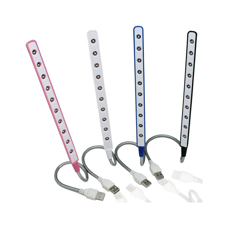 Factory supply LED student eye protection lamp aluminum ten lights notebook keyboard night light gift good metal lamp