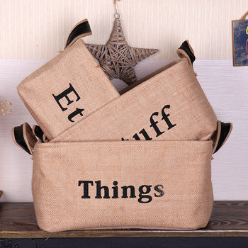 New in stock ZAKKA linen storage box jute storage basket desktop sundries clothing cabinet storage basket