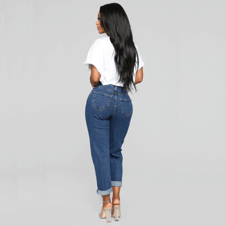 High Waisted Loose Fit Jeans Straight Leg Mid Length Casual Style Perfect for Everyday Wear Wholesale Available