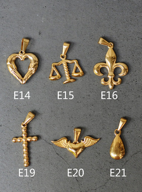 复古欧美钛钢镀18K金十字项链坠