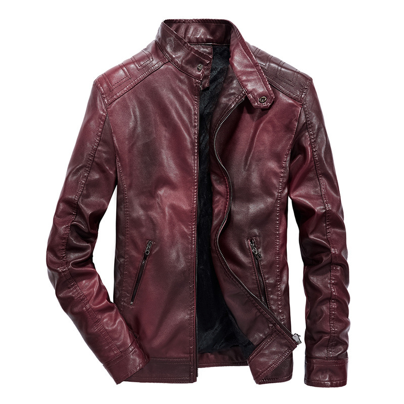 Áo khoác da nam biker da bóng lót lông