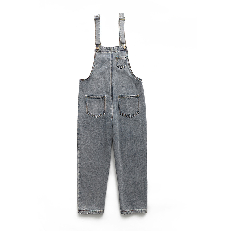 Womens High Waisted Denim Overalls Loose Fit Cropped Length Korean Style Casual Wear for Students Wholesale