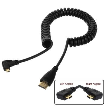 Right angle elbow mobile phone tablet 90 degrees left and right elbow Micro HDMI to HDMI HD spring line telescopic line