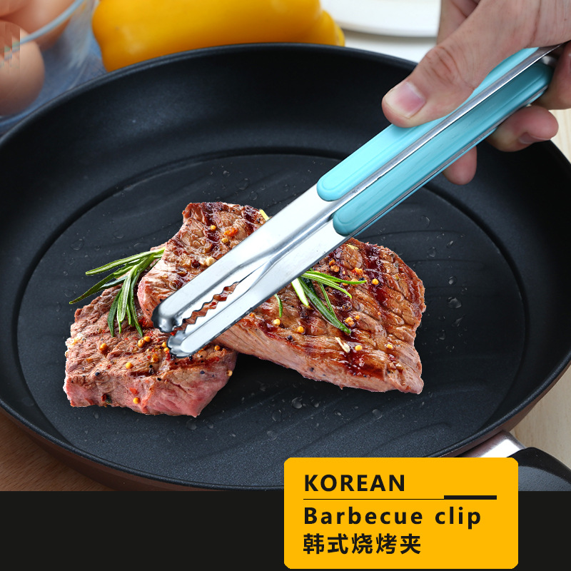 Stainless Steel Food Clip 22.5cm Kitchen Baking Tools Bread Clip Korean Barbecue Clip Steak Barbecue Clip