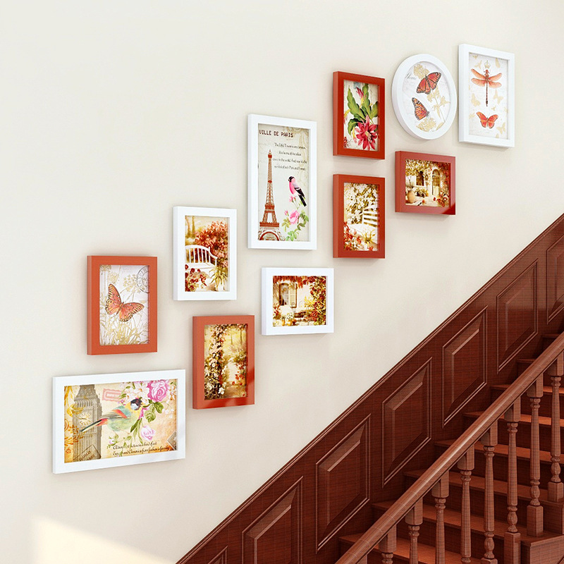 012-11 Staircase Wholesale Building Photo Wall Photo Frame Wall Combination Living Room Dining Room Sofa Background Wall Photo Frame Picture Frame