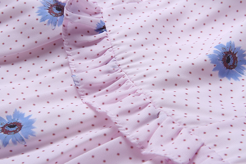 Đầm maxi nữ thắt eo chất liệu voan chiffon in họa tiết dân tộc — Hồng chi tiết 10