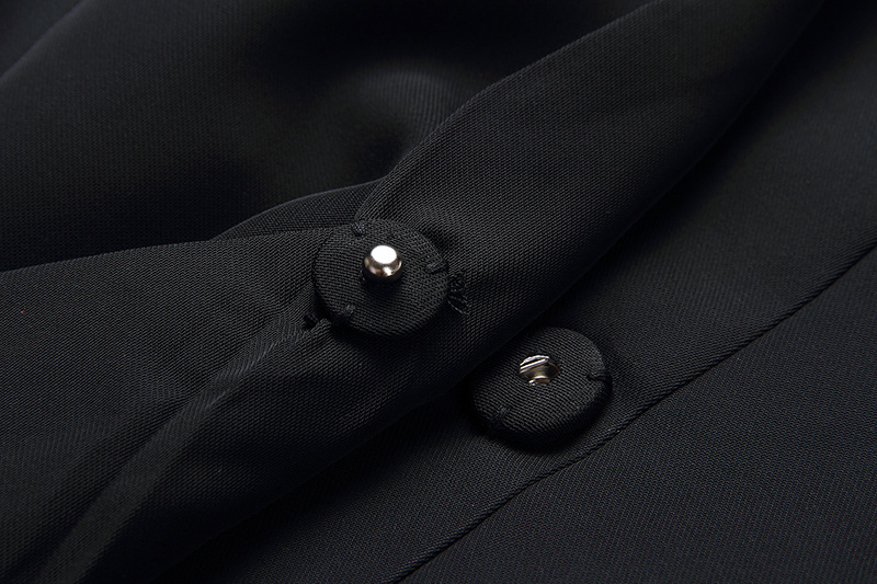 Đầm suông nữ midi cổ V không tay, chất liệu polyester phối ren — Trắng, Đỏ, Đen chi tiết 16