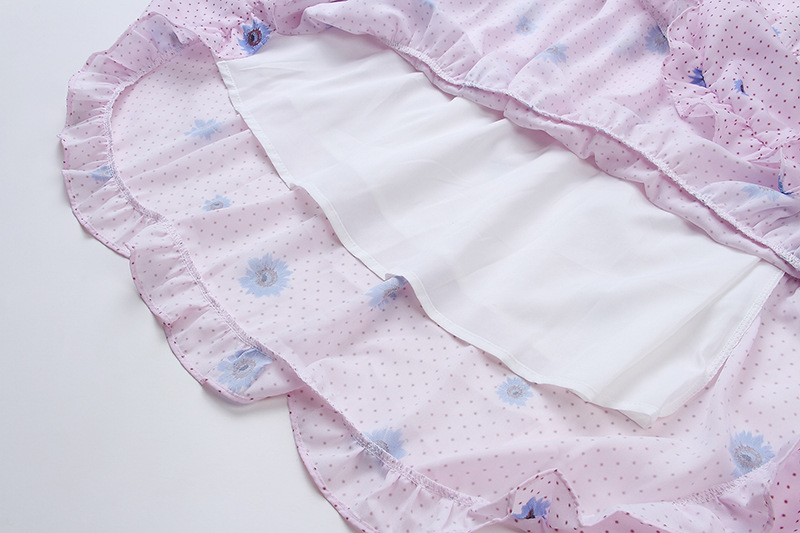 Đầm maxi nữ thắt eo chất liệu voan chiffon in họa tiết dân tộc — Hồng chi tiết 14
