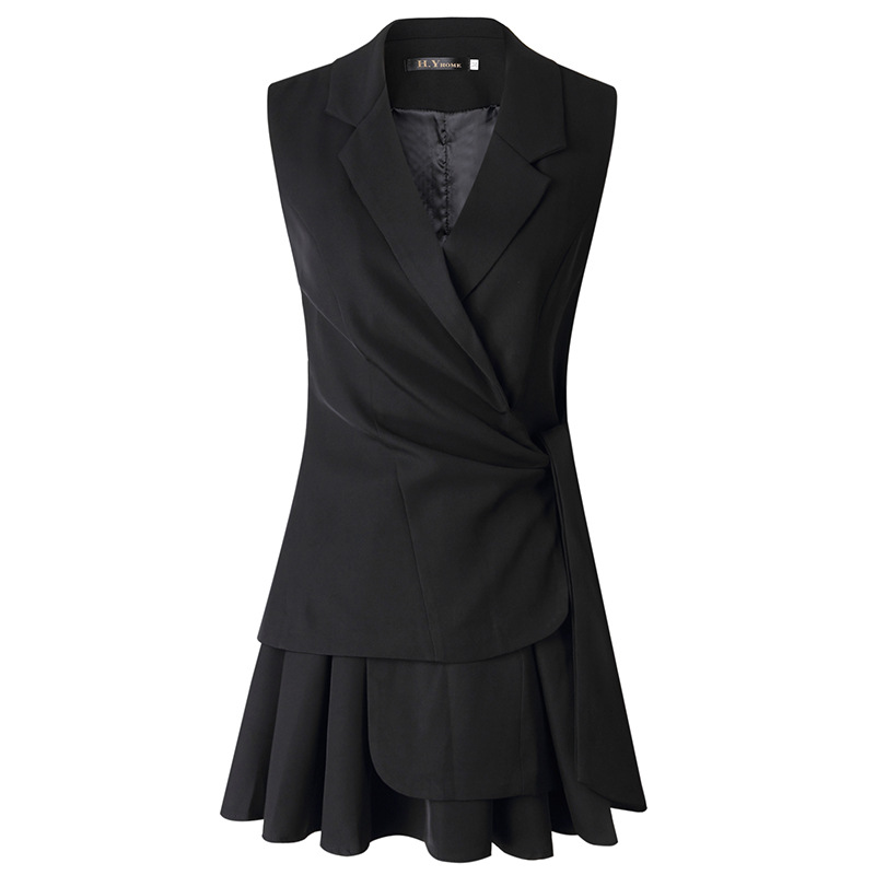 Đầm suông nữ midi cổ V không tay, chất liệu polyester phối ren — Trắng, Đỏ, Đen chi tiết 11