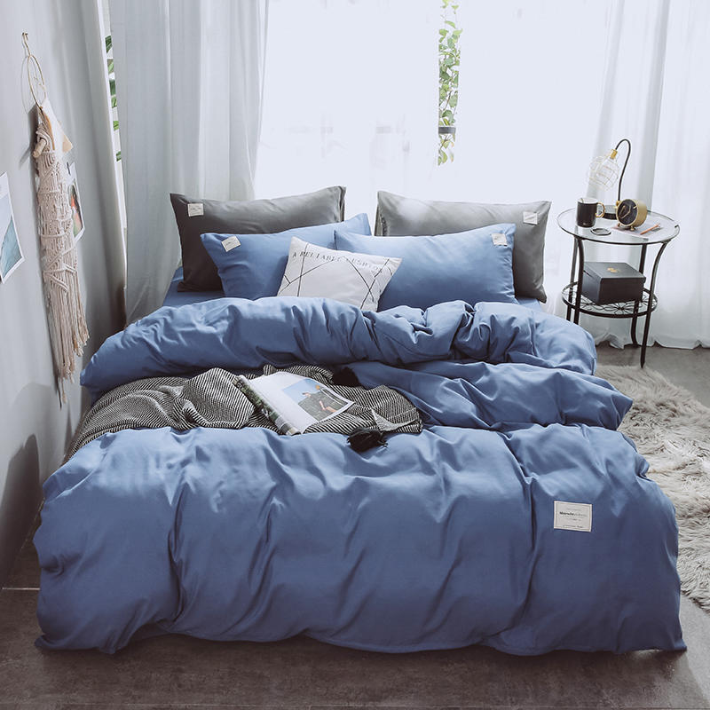Autumn and Winter Washed Cotton Four-Piece Bed Bed Sheets Quilt Cover Brushed Bedding Men's and Women's Single Bed Student Dormitory Three-Piece Set