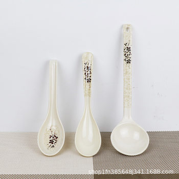 Green Lotus melamine spoon plastic spoon small soup spoon spoon spoon spoon imitation porcelain tableware long handle spoon porridge spoon Chinese spoon