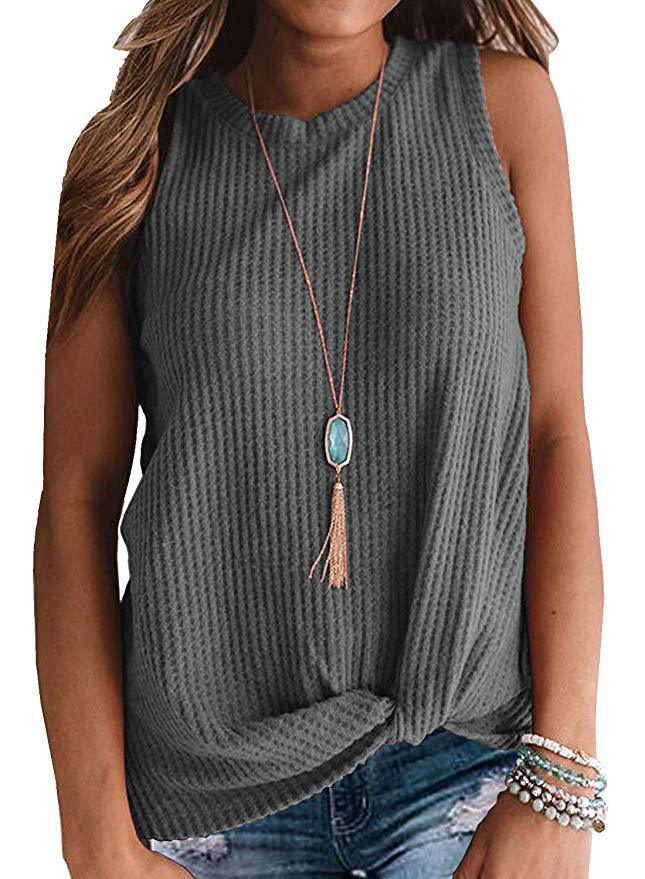 Twisted Hem Sleeveless T Shirt Fashionable Casual Style Round Neck Wholesale Supply Available custom packaging