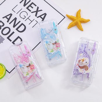 Hot-selling primary and middle school student supplies drawing compasses set cartoon multifunctional teaching compasses ruler cute stationery