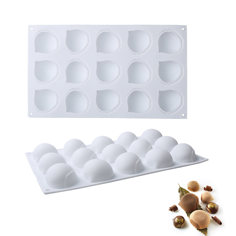 Cross-border hot sale 15-piece hazelnut silicone fruit mousse chestnut silicone cake mold French baking mold