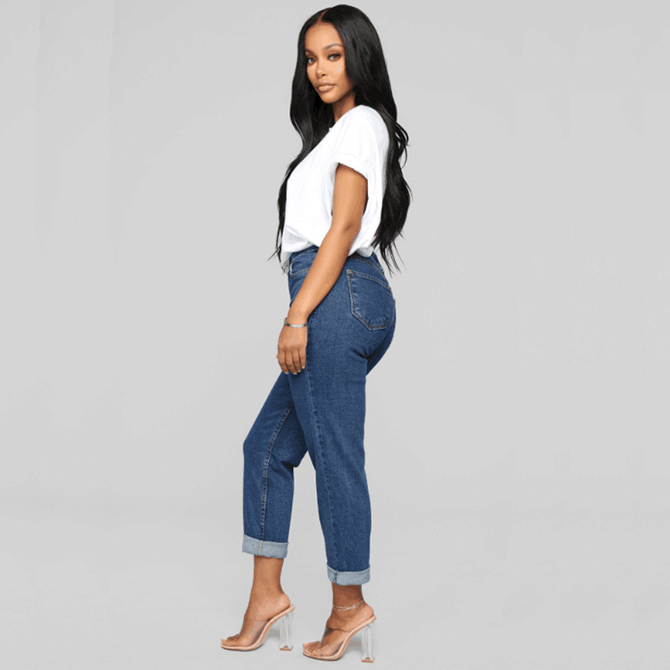 High Waisted Loose Fit Jeans Straight Leg Mid Length Casual Style Perfect for Everyday Wear Wholesale Available