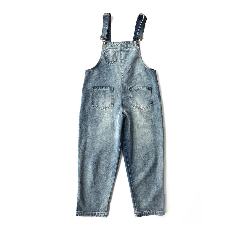 Womens Denim Overalls Loose Fit Cute Cat Paw Design Korean Style 3 4 Length Spring Summer Fashion Wholesale