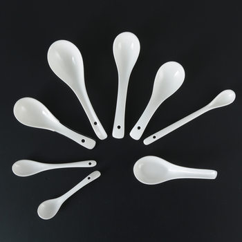 Ceramic Small Spoon, Small Soup Spoon, Hotel Table Spoon, Long-Handled Spoon for Soup and Porridge, Seasoning Spoon, Simple Household Use