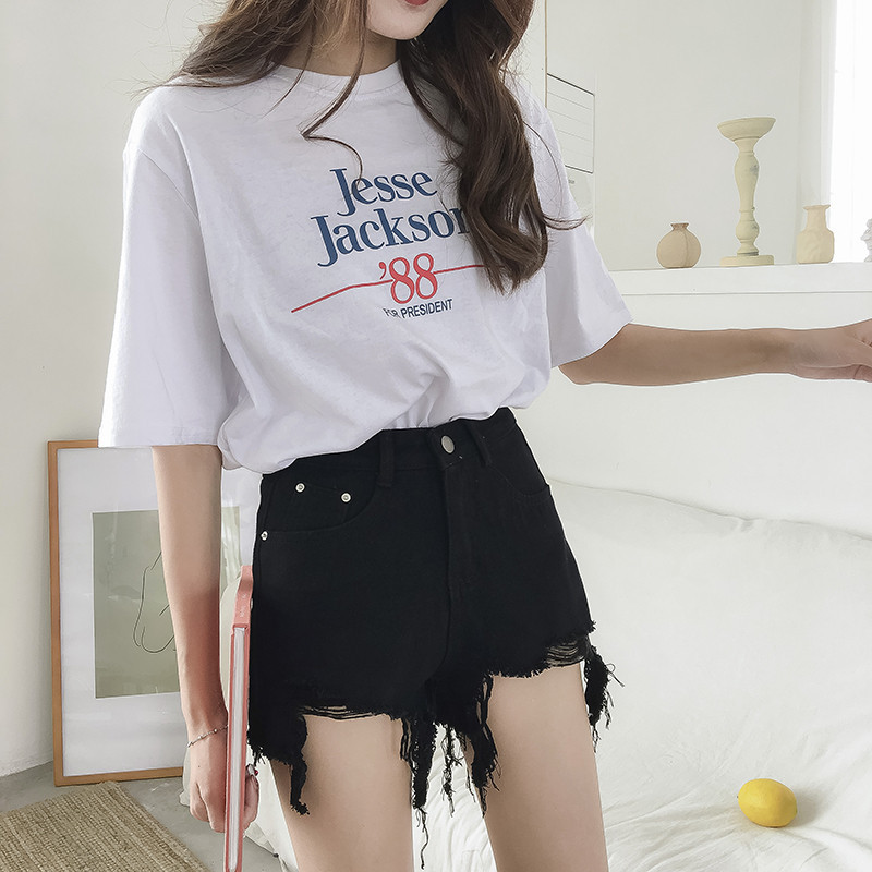 High Waisted Distressed Denim Shorts for Women Loose Fit Korean Style College Fashion Summer Casual Wear Wholesale