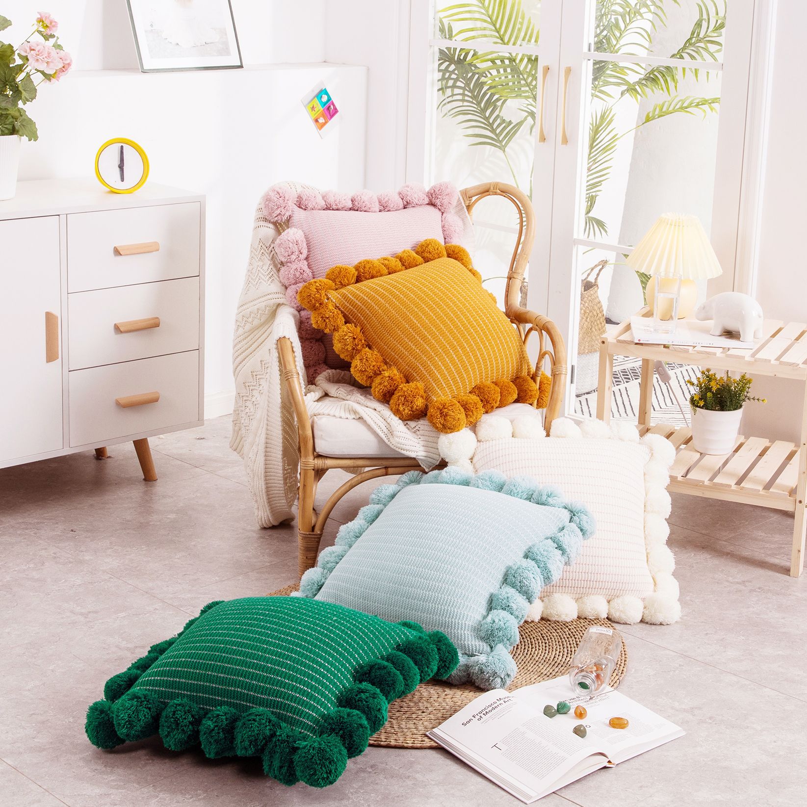 ins Style Big Ball Nordic Knitted Pillow Pillow Cushion Office Waist Pillow Sofa Home Soft Accessories