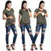 2021 Amazon Short T-shirt Top eBay European and American New Round Neck Short Sleeve Maternity Fashion Breastfeeding T-shirt