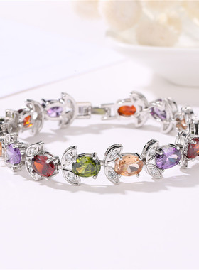 发欧美风格时尚玫瑰金锆石手链小清新简约镶钻女士手链手镯