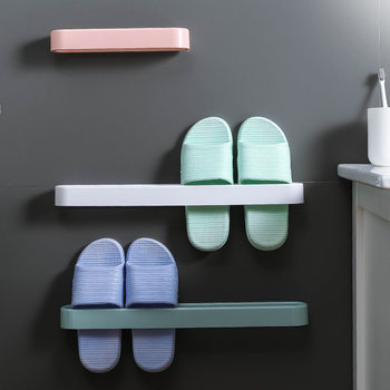 Bathroom Slipper Rack Wall-Mounted Punch-Free Wall-Mounted Bathroom Slipper Shoe Rack Hanging Dormitory Storage Dry and Wet Separation