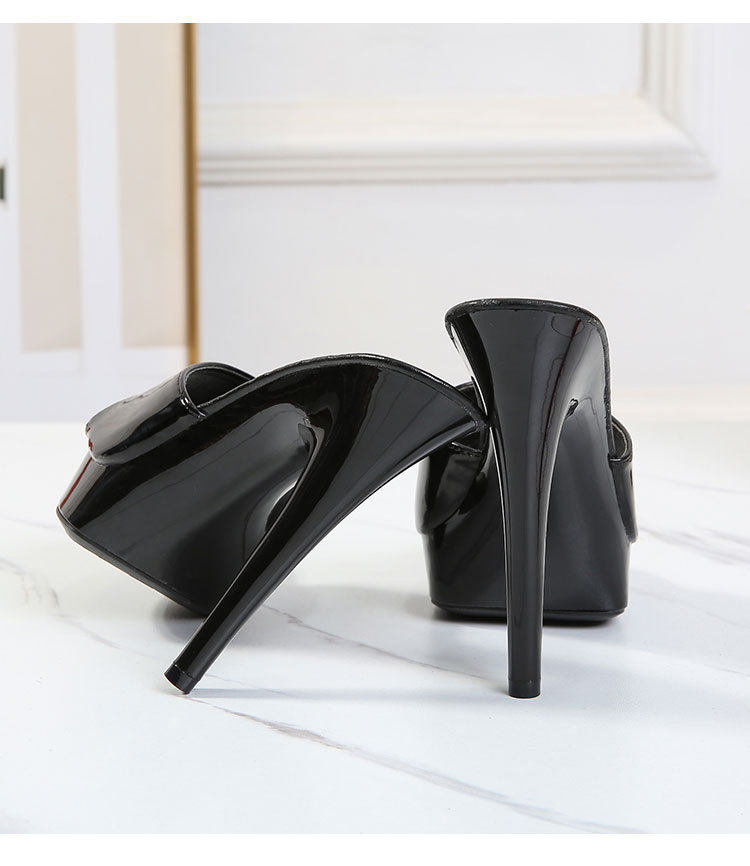 Dép Sục Nữ Da Bóng Quai Ngang Gót Nhọn Chiều Cao Đế Khoảng 13cm Màu Đen, Vàng, Bạc, Đỏ... chi tiết 12