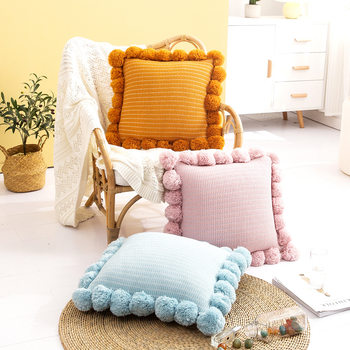 ins Style Big Ball Nordic Knitted Pillow Pillow Cushion Office Waist Pillow Sofa Home Soft Accessories