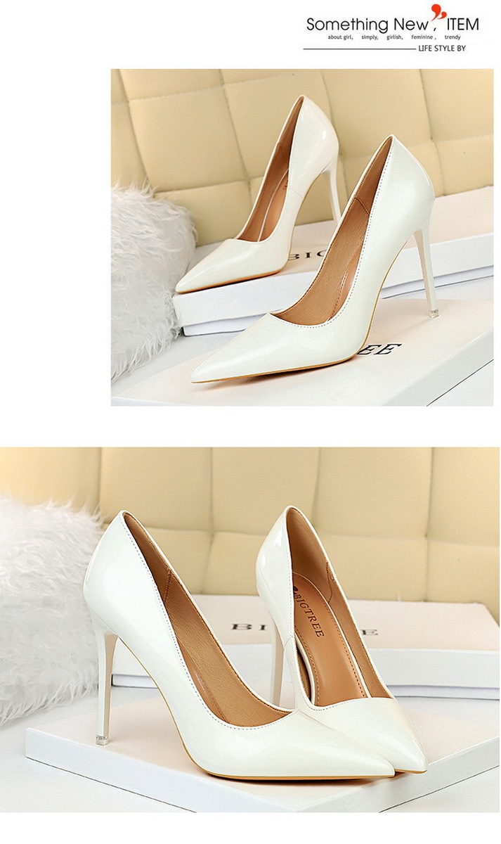 Giày cao gót nữ mũi nhọn da bóng gót nhọn siêu cao phong cách thanh lịch — 9511-6 Đen 10,5 cm, 9511-6 Lạc Đà 10.5CM, 9511-6 Màu Đỏ 10.5CM, 9511-6 màu nâu 10.5CM