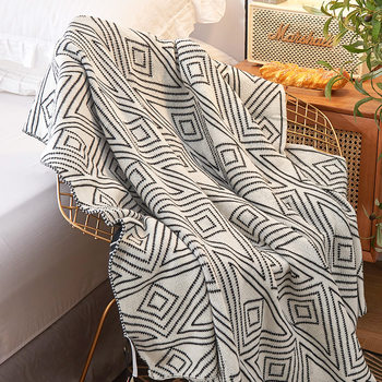 Scandinavian Ins Style Gray Knitted Casual Small Wool Blanket Quilt Summer Thin Nap Sofa Blanket Single Blanket
