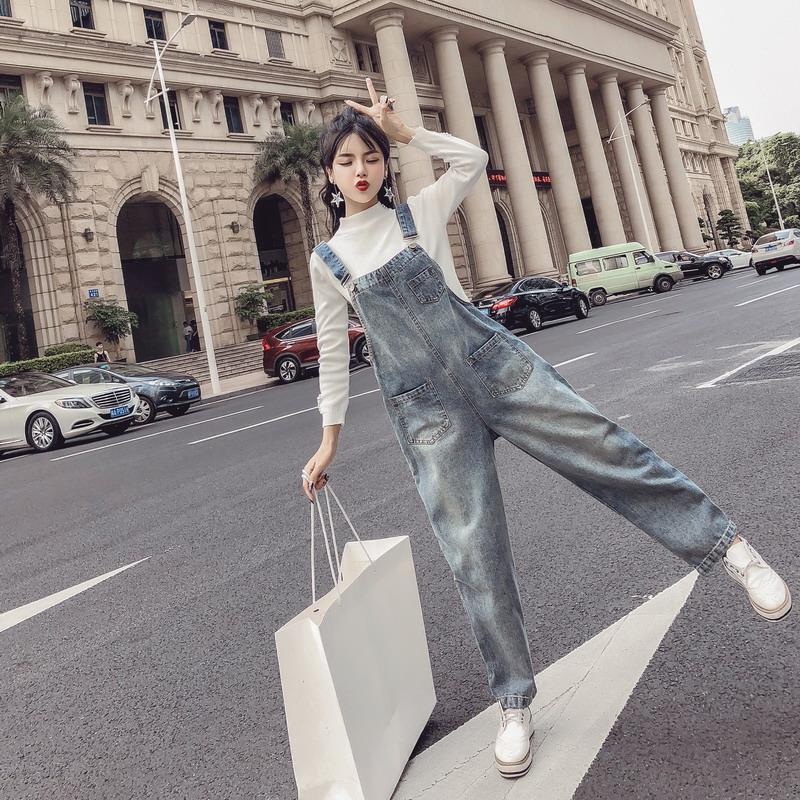 Plus Size Womens Denim Overalls Loose Fit Korean Style Flattering Design Casual Wear for Students OEM Available