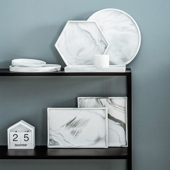 Nordic Marble Plate Ceramic Steak Plate Creative Home Jewelry Storage Hotel Supplies Rectangular Tray