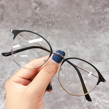 2020 New Style Flat Mirror Women's Retro Metal Frame Unisex Glasses Frame Round Women's Glasses Frame