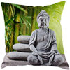 Hot sale Buddha statue bamboo linen single-sided home decoration sofa car seat decorative cushion pillow cover without pillow core