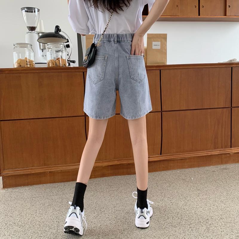 High Waisted Denim Shorts for Women Loose Fit Straight Leg Korean Style Summer Casual Wear Wholesale Available