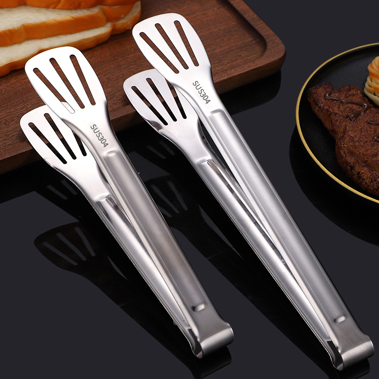 Thickened three-line 9-inch food clip 304 stainless steel barbecue bread clip steak clip cake clip wholesale hotel supplies