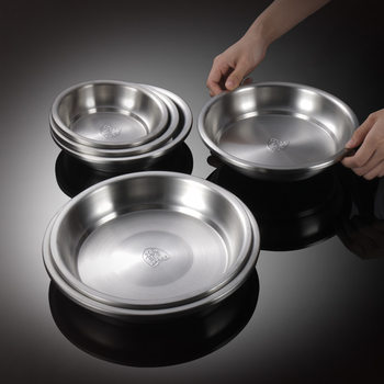 304 Stainless Steel Plate Dishes Dinner Plate Disc Dumpling Plate Dish Plate Household Deep Disc Deepened Thickened Plate