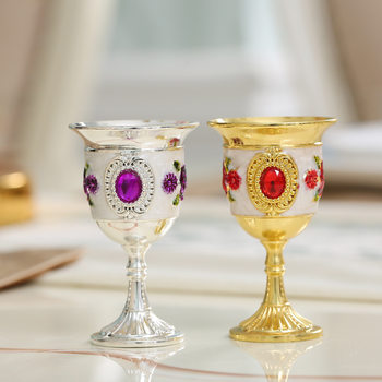 Factory direct European-style small wine glass tin alloy goblet rose pattern light luxury white wine glass set
