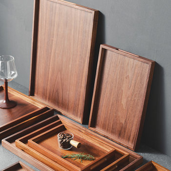 Wooden Tray Wooden Rectangular Walnut Solid Wood Hotel Dinner Tray Tea Tray Baking Pizza Steak Square Plate