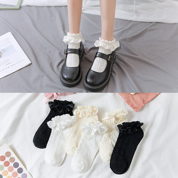 jk uniform ribbon lace socks women spring and summer bubble mouth Lolita short socks cos soft sister Lolita boat Socks