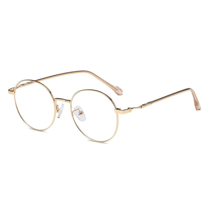 2021 Men's and Women's Artistic Internet Celebrity Round Frame Metal Glasses Frame Decorative Flat Glasses Can Match Myopia Glasses D2999