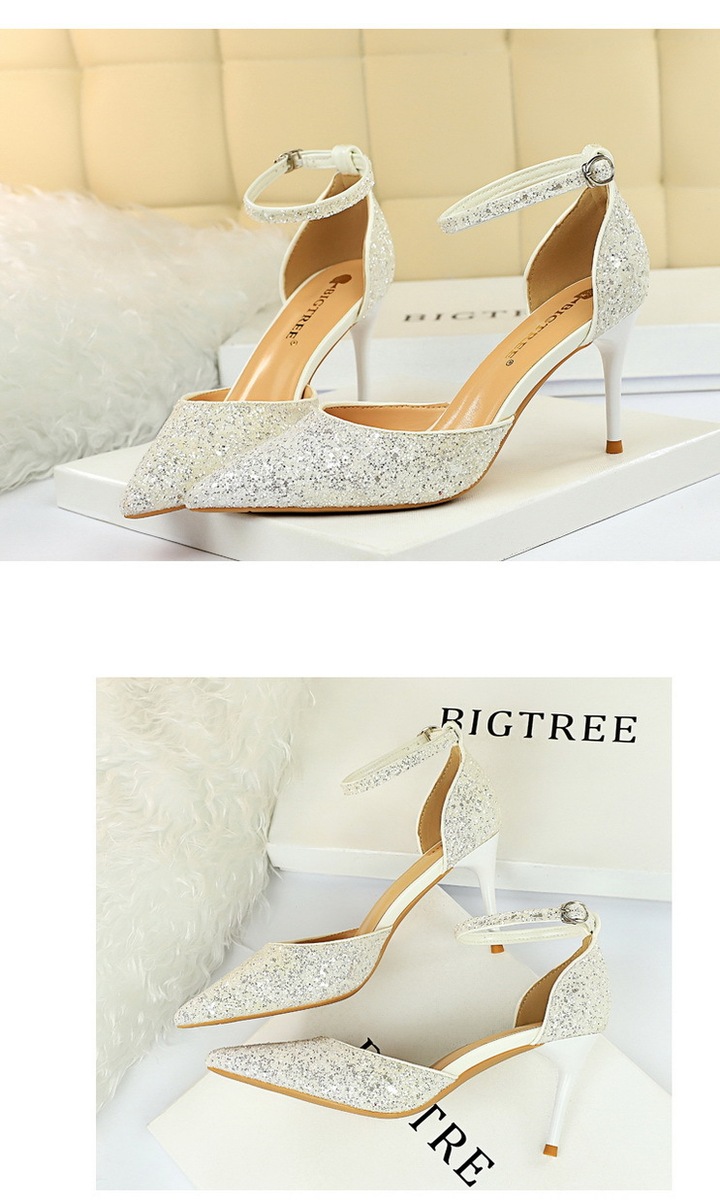 Sandal cao gót nữ mũi nhọn quai ngang đính 片 phối hợp — 283-1 Bạc 9.5CM, 283-1 đen 9.5CM, 283-1 màu Đỏ 9.5CM, 283-A1 Bạc 7.5CM